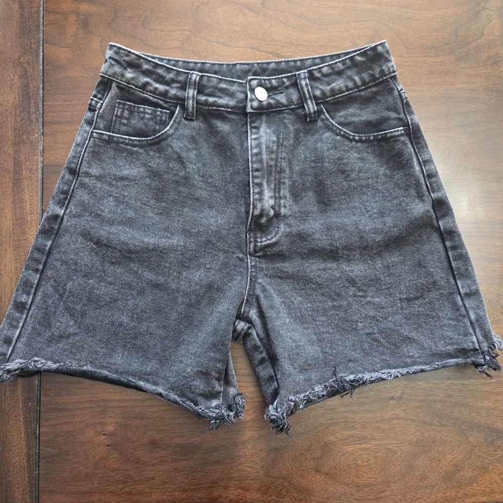 Women's Washed Black High-Rise Jean Shorts
